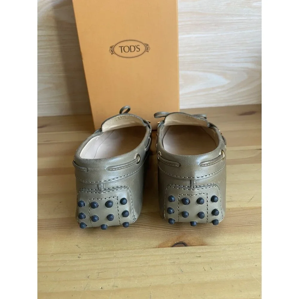 TOD’S Gommino Driving Shoes Size 38,5 (US 8,5) Gray Flat Leather - Picture 4 of 8